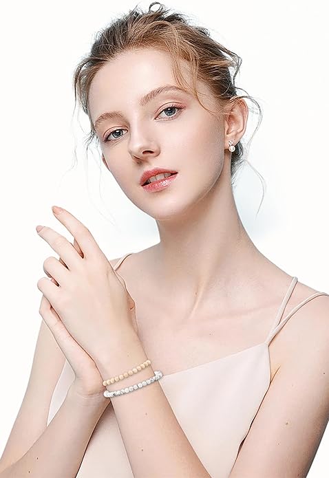 NCB 2.3-Piece 4mm Natural Crystal Gemstone Stretch Bracelets – Handmade Reiki Energy Healing Jewelry for Meditation,Yoga, Unisex