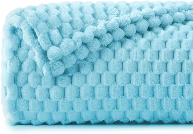 BEDELITE Light Blue Throw Blanket for Couch, Soft Gifts for Women, 50 * 60 | 3D Jacquard Decorative Fleece Blanket, Super Soft Plush Throws, Cute Birthday Gift for Women & Men, Suitable for All Seasons