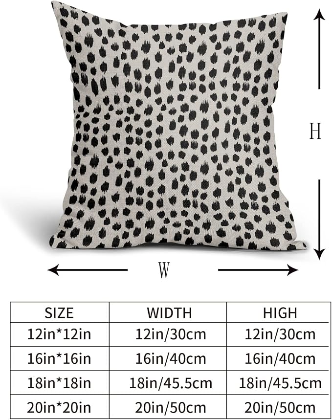 Polka Dot Pillow Covers 16x16 Set of 2 Stylish Black Cream Throw Pillows Boho Design Decorative Outdoor Modern Bohemian Pillowcase Square Cushion Cover Linen Pillow Case for Home Sofa Couch Bed