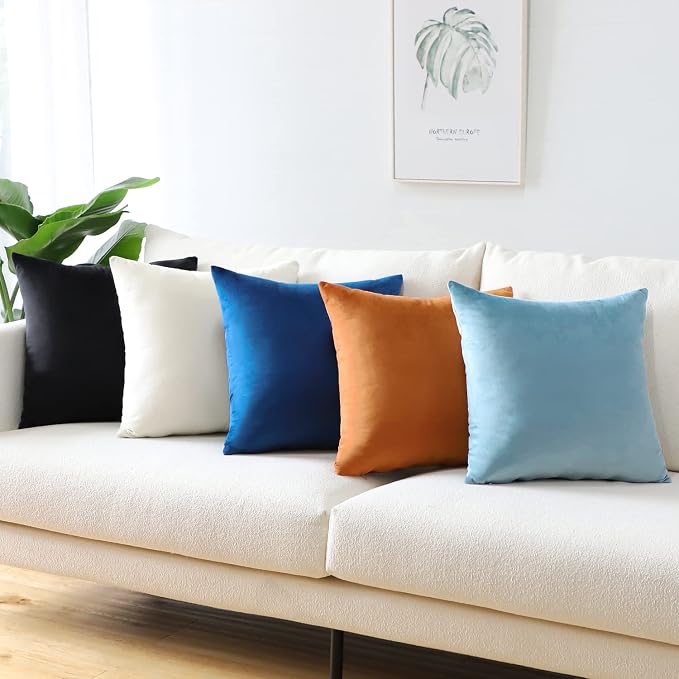 Artscope Luxury Velvet Pillow Covers Super Soft Decorative Square Throw Pillow Covers Case Cushion Covers for Sofa Couch Bedroom Car Decor 26x26 Inch Light Blue
