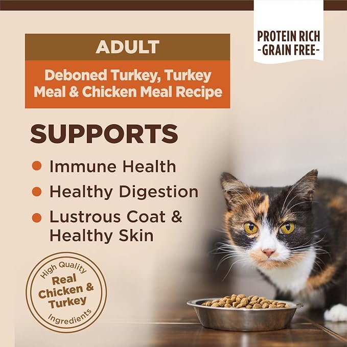 Wellness CORE Adult Dry Cat Food, Natural, Grain Free Kibble, Turkey, Turkey Meal and Chicken Recipe, 11 lb Bag
