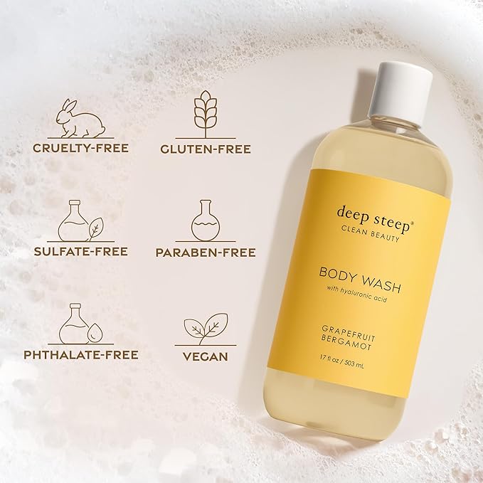 Deep Steep Body Wash, Fig Apricot, 17 oz – Hydrating Shower Gel with Hyaluronic Acid, Shea Butter, Aloe Vera & Argan Oil – Vegan, Clean Beauty, Clean & Refreshed Skin