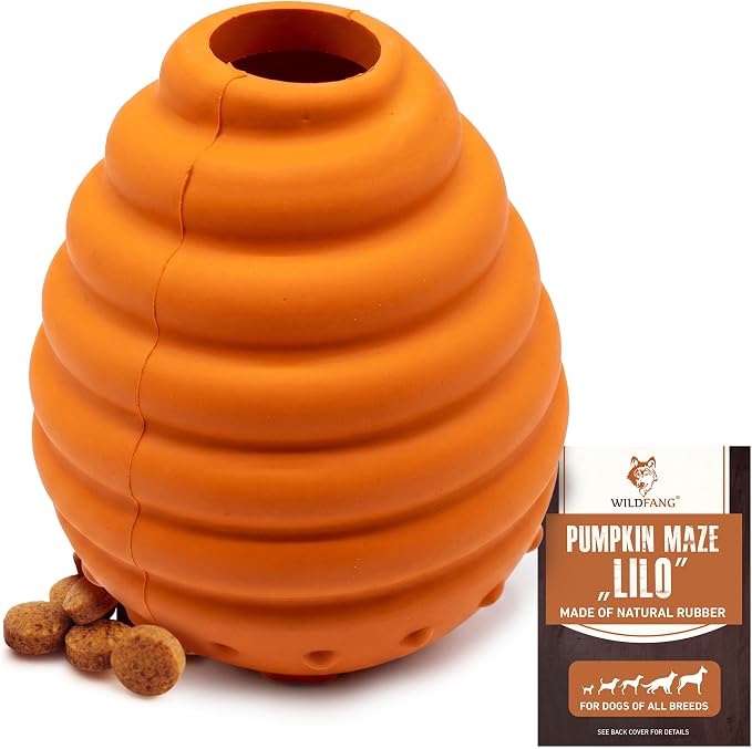 Wildfang® Rubber Dog Toys for Aggressive Chewers, Lilo - Natural Rubber Dog Toy Throw Pumpkin, Supports Dental Health, Teething, Outdoor & Indoor Play Dog Toy for All Breeds