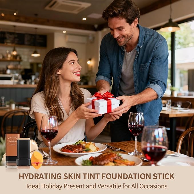Full Coverage Foundation Stick with Contour Brush, Water Resistant & Lightweight Foundation Makeup with Beauty Sponge, Buildable Concealer Stick for Multiple Skin Tones, Daily Natural Matte Finish