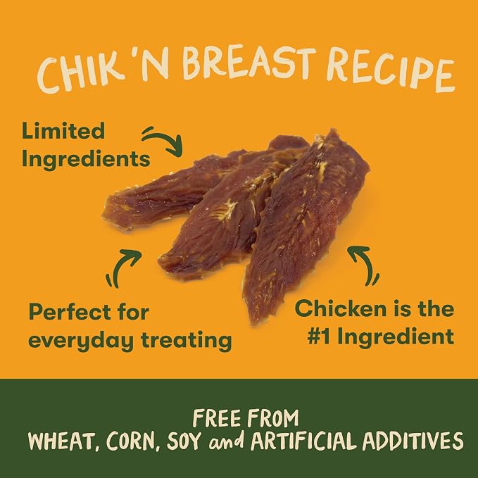 Pet 'n Shape Chik 'n Breast Jerky Dog Treats - 1 Pound | Premium chicken breast, Limited ingredients, Wheat and soy free, Everyday reward, For all life stages, High-protein snack