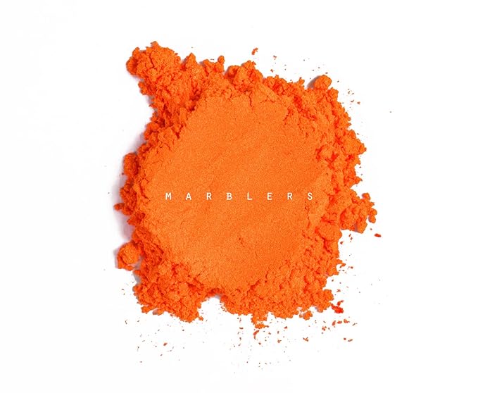 MARBLERS Fine Synthetic Mica Powder [Juicy Orange] 0.11oz (3g) | Highly Pigmented | Non-Toxic, Vegan, Cruelty-Free | Lip Gloss, Lipstick, Bath Bomb, Nail Polish, Nail Art | Party, Body, Face Makeup