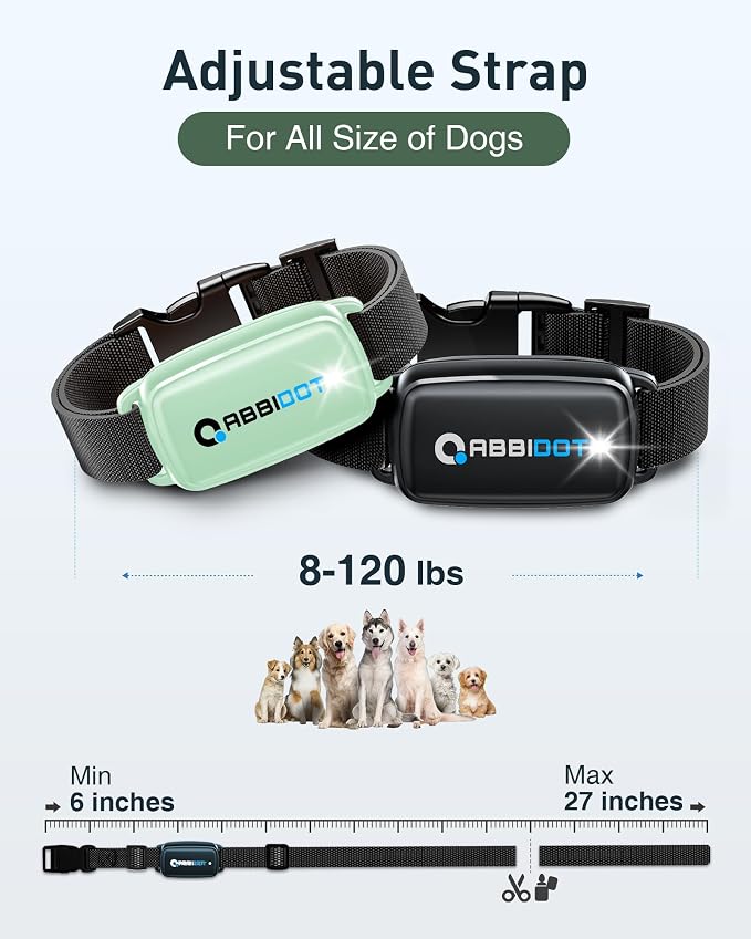 ABBIDOT Shock Collar for 2 Dogs, 3300 FT Dog Training Collar with Remote, IPX7 Waterproof with 4 Training Modes, Rechargeable E-Collar for All Breeds (15-120 lbs), Green Black