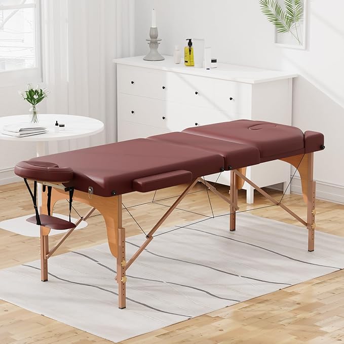 BestMassage Massage Bed Portable Massage Table 77" L 28" W Lash Bed Height Adjustable 3 Folding PU Leather with Oxford Bag for Spa Footmassage Facial CareSpa Tattoo