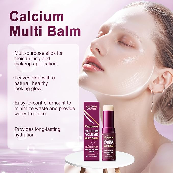 Calcium Multi Balm Stick- Calcium Volume Multi Balm,Korean Collagen Hydrating Stick, Anti-aging,Hydrating Cream, Hydration, Firm skin, Suitable for Face, Eyes, Neck,non-greasy,For All Skin Types2pcs
