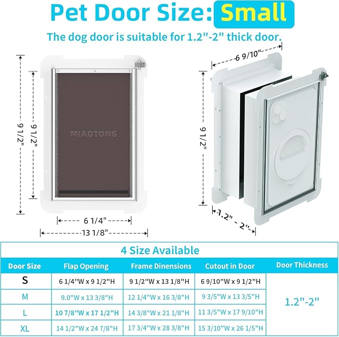 MIAOTONG Steel Dog Door for Door, 3-Flap, Sturdy and Durable,X-Small