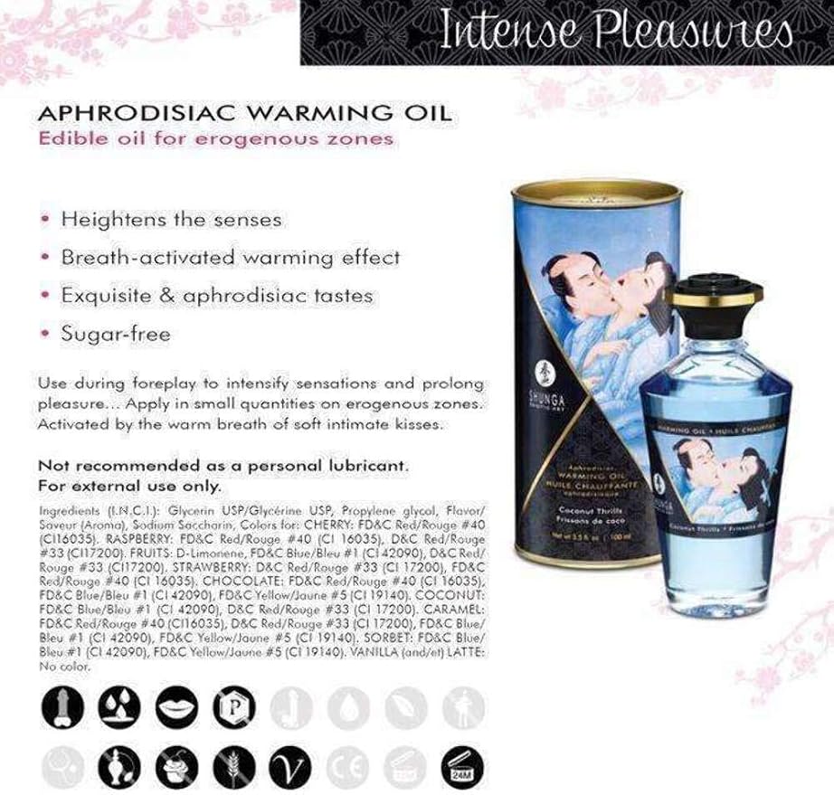 Shunga Aphrodisiac Warming Oil Fetish Vanilla, 100 Ml, 3.38 Ounce