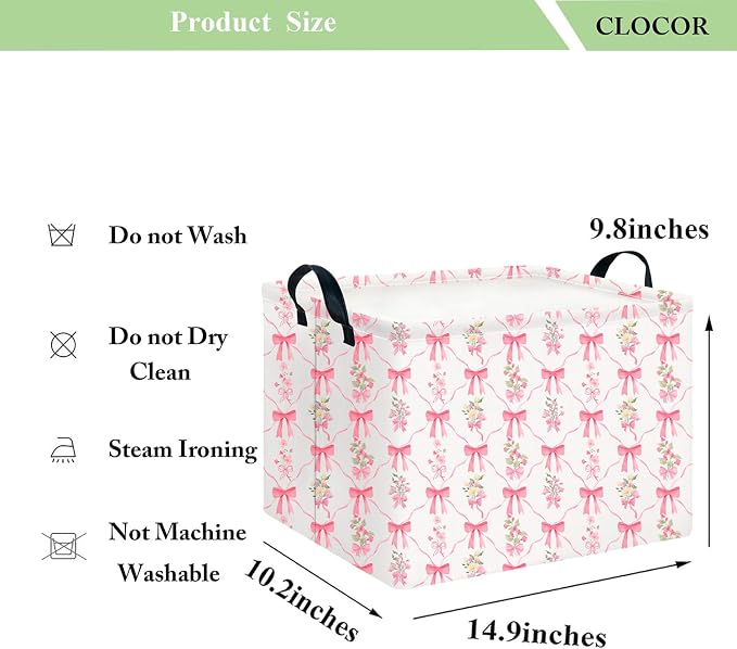 CLOCOR Rectangular Storage Basket Empty,Gift Basket,Waterproof Storage Bin,Room Decor(Spring Flower)