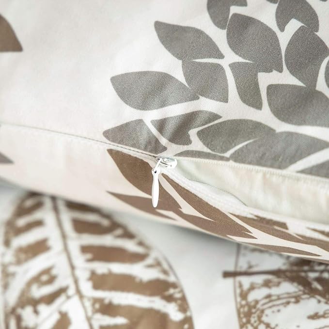 Phantoscope Set of 4 New Living Series Fall Leaf Geometric Coffee Throw Decorative Pillow Cover Cushion Cover 18 x 18 inches 45 x 45 cm