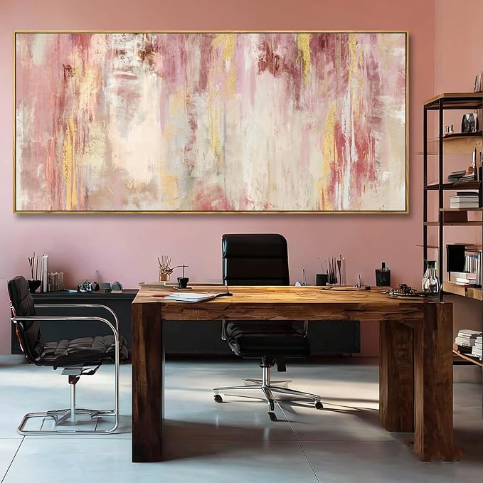 SOUGUAN Pink Wood Wall Decor Abstract Wall Art Modern Posters 40"x86" Pictures for Living Room Office Artwork Bedroom Decorations