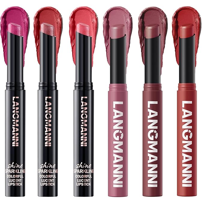 Jolilab 6Pcs Glitter Lip Kit - Velvet Matte & Nude Matte Lipstick + Glitter Lip Gloss/Glitter Lipstick High Pigmented Long-Lasting Waterproof Beauty Cosmetics Gift for Women Girls(SET B)