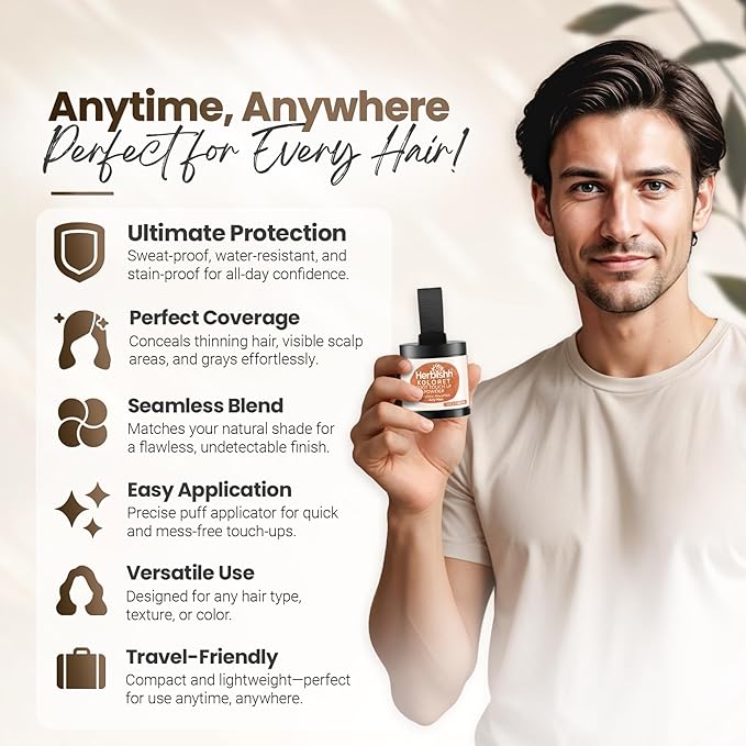 Koloret Root Touch Up Powder– Medium Brown Powder for Women & Men, Instant Root Cover Up for Gray Coverage, Hairline Concealer for Thinning Hair & Bald Spots, Water-Resistant & Smudge-Proof, 10g