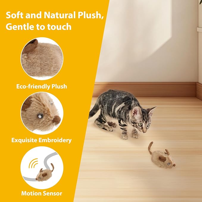 Gigwi Interactive Moving Cat Toy, USB-Charged Squeaky Mouse for Cats