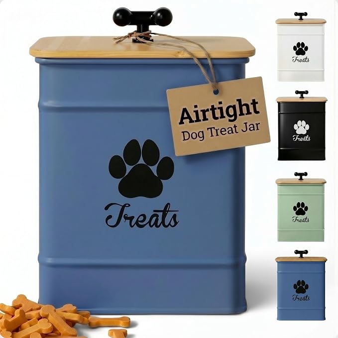 Dog Treat Container Airtight, 6"W x 8"H, Powder Coated, 12 Cup Capacity