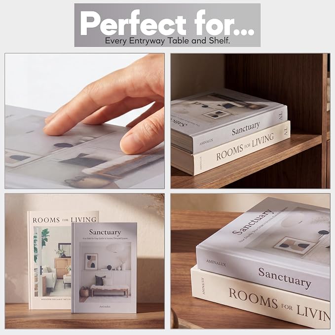 Decorative Books for Home Decor with Storage – Set of 2 Faux Linen Book Boxes with Aesthetic Covers – Enhance Your Coffee Table, Bookshelf Decor – Hidden Storage for Photos, Keepsakes, and Jewelry