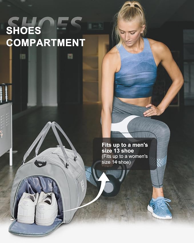 Gym Bag Womens Mens with Shoes Compartment and Wet Pocket Travel Duffel Bags for Women for Plane Sport Gym Tote Bags with Toiletry Bag Waterproof Weekend Overnight Carry on Bag Hospital Holdalls