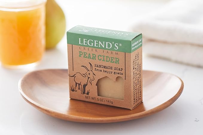 Legend's Creek Farm Goat Milk Soap - Cleansing Moisturizing Bar for Hands and Body - 5 Oz Creamy Lather, Nourishing, Gentle Natural Soap for Sensitive Skin (Pear Cider, Pack of 2)