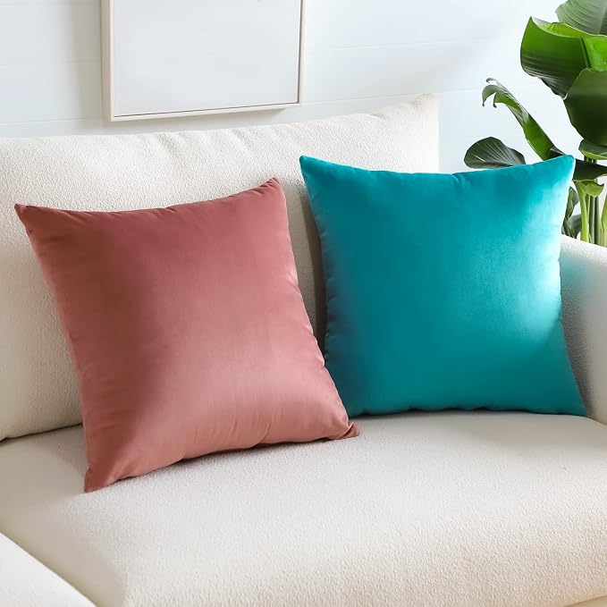 Artscope Luxury Velvet Pillow Covers Super Soft Decorative Square Throw Pillow Covers Case Cushion Covers for Sofa Couch Bedroom Car Decor 26x26 Inch Turquoise