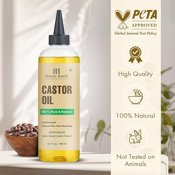 Botanic Hearth Hair Oil for Hair Growth & Hair Treatment Oils | Strengthening Dry, Frizzy, Damaged Hair & Scalp Treatment | Castor Hair Oil – 6.7 Fl Oz
