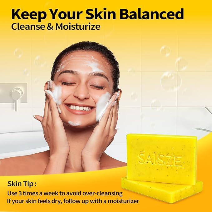 Sulfur Soap Bar Help with Acne and Blackheads, Natural Sulfur Face Wash Bar Keeps Pores Cleaner, Organic Sulphur Soap Bar for Oily Skin and Blemishes, 4 Ounce (Pack of 2)