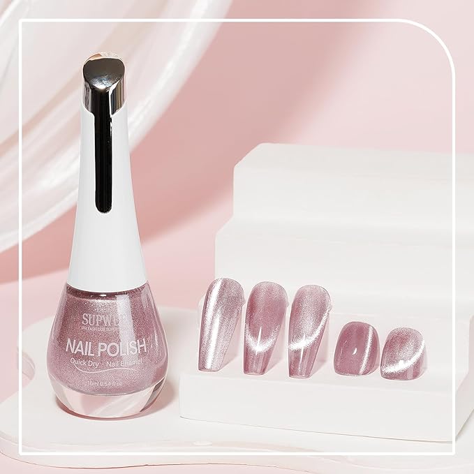 Cat Eye Nail Polish Non Gel Quick Dry Glitter Cat Eye Nail Polish with Magnetic Toe Fingernail Air Drying Fast Lacquer Manicure Gift For Women Girls 16ml, 0.54fl oz