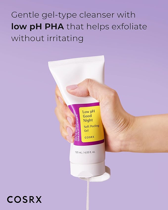 COSRX Morning Skincare Routine- Low pH Good Morning Gel Cleanser + Low pH Good Night Soft Peeling Gel, Cleanse and Exfoliate Sensitive Skin, PHA, Korean Skin Care
