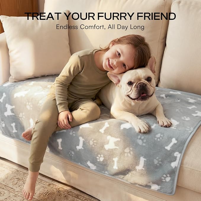 Luciphia 3 Pack Cute Dog Blankets Soft Fleece for Small Puppy Cat,41"x31" | 280GSM Fuzzy Doggy Kitten Throw Blankets Washable for Crate Bed Couch Car Indoor - Puppy Essentials Dog Gift
