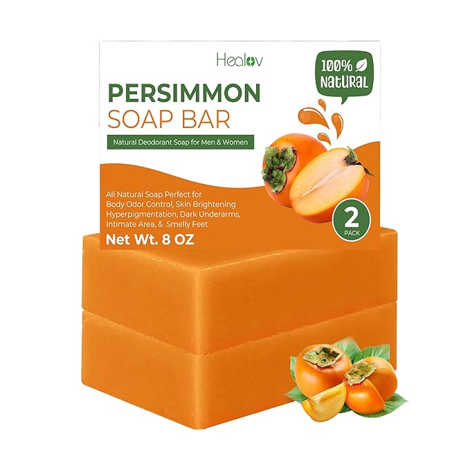 Persimmon Soap Bar for Body Odor Control – Purifying Deodorizing Face & Body Wash for Eliminating Body Odor – Great for Skin Brightening, Hyperpigmentation – Deodorant Soap for Men & Women