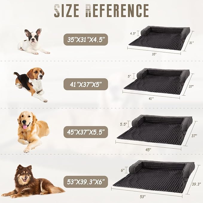 WINDRACING Luxury Dog Couch Bed, Washable Calming Dog Couch Cover, Couch Protector for Dogs, Waterproof Sofa Bed, Pet Bed Mats for Sofa, Pet Sofa Covers Grey(2XL 53x39.3x6 inch)