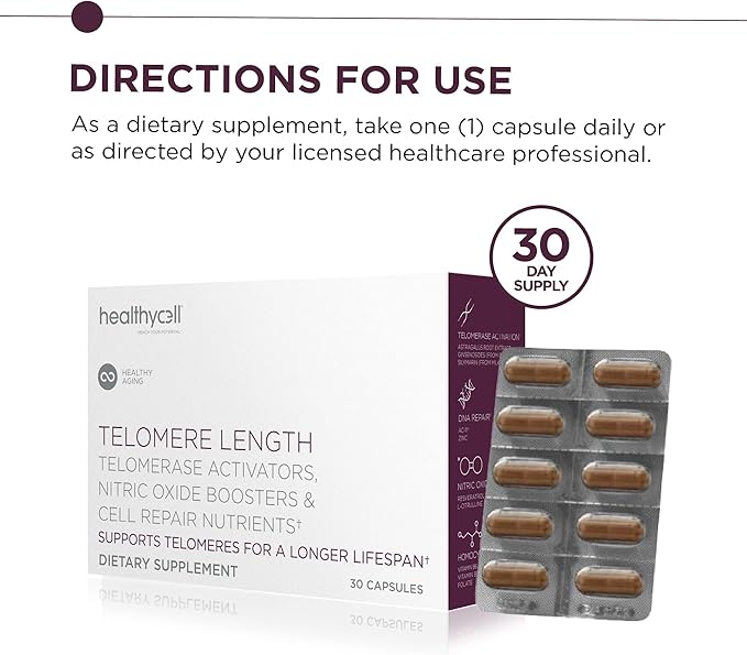 Healthycell Telomere Length + AC-11 | DNA Repair Supplements for Anti-Aging and Cell Health