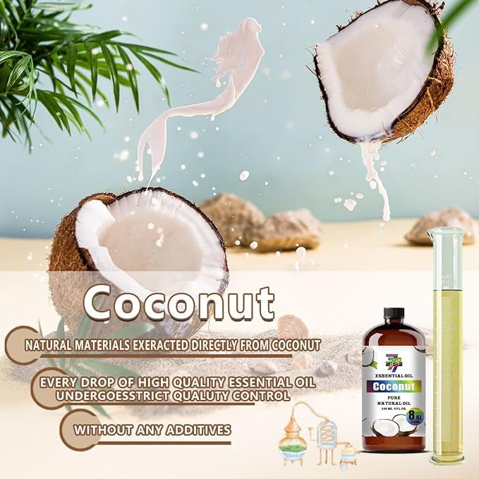 Coconut Essential Oil,for Aroma,Diffuser,DIY-8 fl oz (240 ml) | Coconut oil for bath, home, candles, soap, humidifier, gift