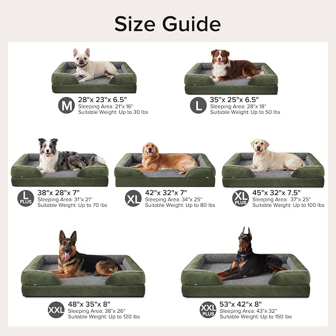 XXL Plus Orthopedic Dog Beds Large Sized, XL Washable Dog Sofa with Egg-Crate Foam, Waterproof Lining and Non-Skid Bottom