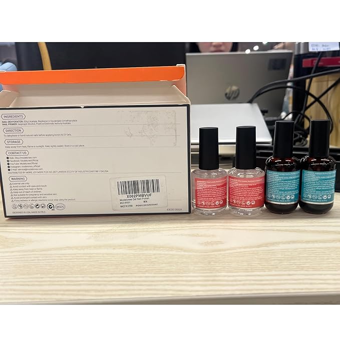 modelones 4 Pcs Nail Dehydrator and Primer, 15 ml Acid Free Natural Prep Dehydrate & Bond Primer Hema-Free Bonding for Nail Supplies