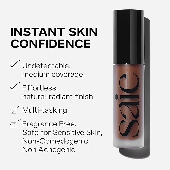 Saie Slip Tint Radiant Cream Concealer & All-Over Face Makeup - Concealer for Dark Circles, Redness & Blemishes - Lightweight Makeup Made with Hydrating Hyaluronic Acid - Shade 5 (0.17 oz)