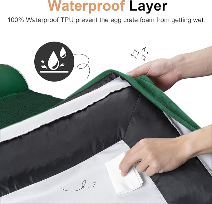 Orthopedic Dog Bed for Large Dogs, 36 x 27 Inch, Emerald | Egg crate foam for joint support, 3-sided bolster pet sofa, waterproof lining, washable cover, and non-skid base