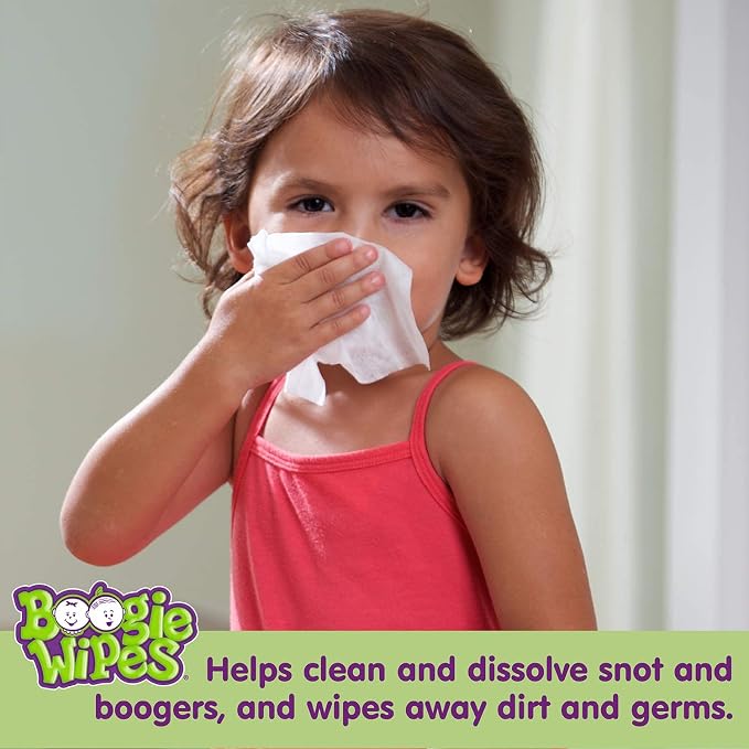 Boogie Wipes Saline Nose Wipes - 180 Count - Fresh Scent, Hypoallergenic & Alcohol-Free - Allergy Relief - Made with Natural Saline, Aloe, Chamomile & Vitamin E - Diaper Bag Essential