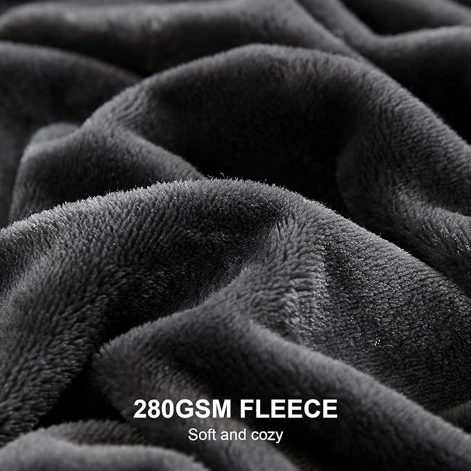 Hansleep Throw XL Dark Grey Fleece Blanket, Soft Flannel Bed Blanket | Fuzzy Cozy Blanket 50x70 Inches, Multi-use for Bed, Sofa, Couch, Travel, Camping, All Season Warm Lightweight Cover