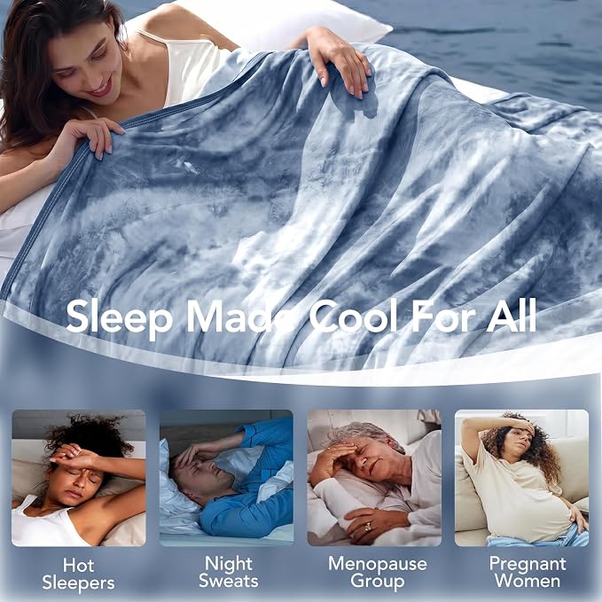 Cooling Blanket Twin 60"x80" for Hot Sleepers | Cold Summer Soft Blanket for Bed Couch and Travel Absorbs Heat Q-Max>0.35 Cool Lightweight Throw for Night Sweats Menopause
