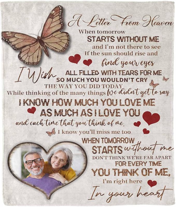 Custom Memorial Blanket with Photo - Sympathy Gift for Loss of Loved One | in Loving Memory Personalized Sympathy Blanket for Loss of Dad Mom Husband Wife Friend Memory of Loved One Gifts, Made in USA