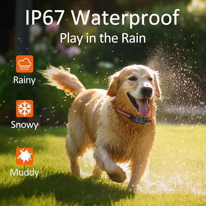 GPS Dog Collar, Wireless Electric Dog Fence Collar with 3 Correction Modes IP67 Waterproof for Pets Over 15 Lbs Outdoor Use Only