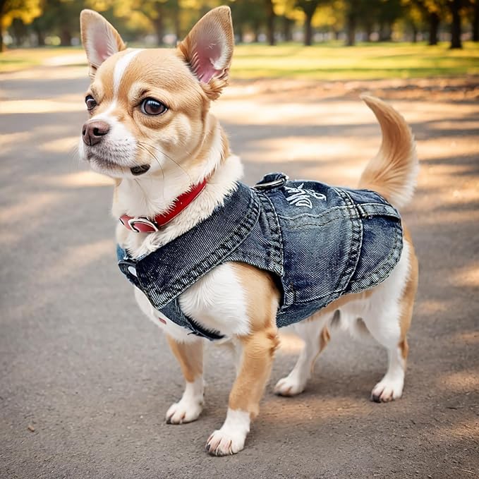 Mommy's Boy Dog Jeans Jacket,Pet Overalls Denim Coat,Puppy Clothes(M) | JcDuDoi Classic Small Dogs Male Cat Costumes Washed Vest Outfit T-Shirts Chihuahua,Yorkie,Teacup