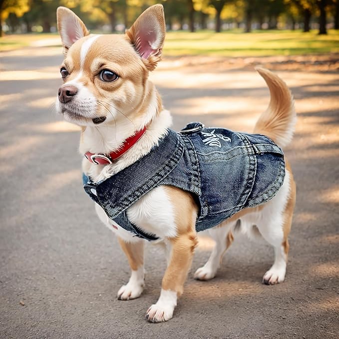 Mommy's Boy Dog Jeans Jacket,Pet Overalls Denim Coat,Puppy Clothes(XL) | JcDuDoi Classic Small Dogs Male Cat Costumes Washed Vest Outfit T-Shirts Chihuahua,Yorkie,Teacup