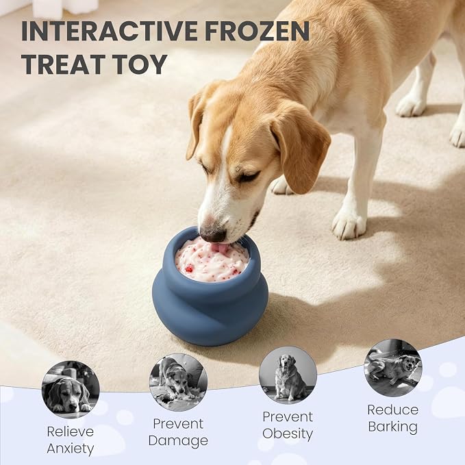 MateeyLife Freeze Dog Enrichment Lick Toy, Stuffable Frozen Lick Treat Bowl