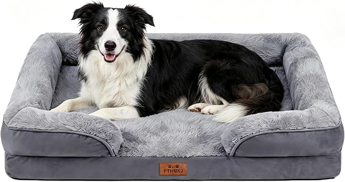 Orthopedic Dog Beds Large Sized Dog, Memory Foam Dog Bed Couch, 36"L | Dual-layer Foam Mat, Washable Cover&Waterproof, Contoured Bolster Design, Indoor&Car Truck, Pet Bed for Dogs Cats Up to 50lbs