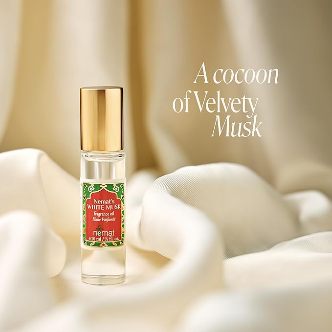 White Musk Perfume Oil Roll-On - White Musk Fragrance Oil Roller (No Alcohol) Perfumes for Women and Men by Nemat Fragrances, 10 ml / 0.33 fl Oz