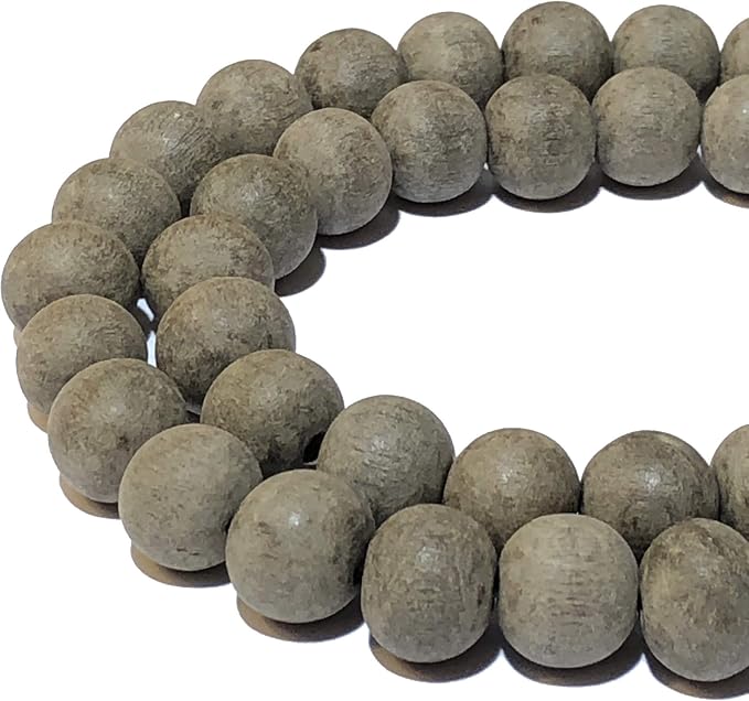 ABCGEMS (Essential-Oil-Diffuser) Rainforest Charcoal Graywood Wood Beads - Matte Finished (Believed for Stress Relief & Emotional Balance) Non Mass-Produced, Smooth Round 10-11mm (Non-Shiny)